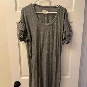 Current Elliot- Grey T-Shirt Dress - Ruffle Shoulders - Size 2